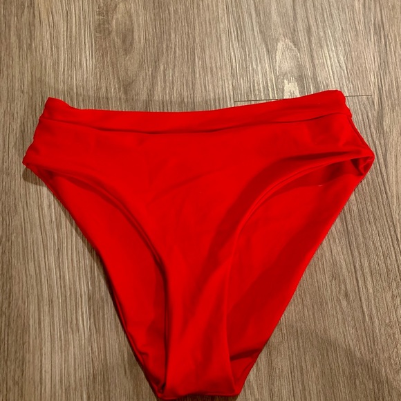 Red High Waisted Bikini Bottom - Picture 1 of 3